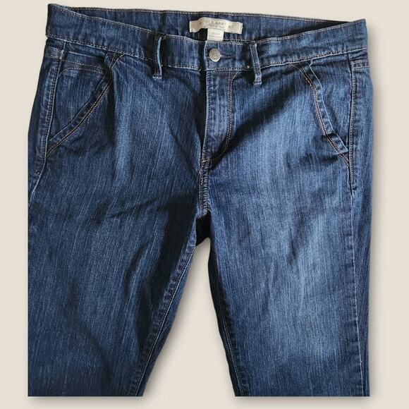 Old Navy Women's Classic Mid-rise Darkwash Denim Capris Flap Pockets Size 12Reg - Picture 3 of 7